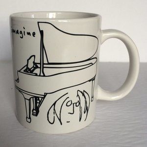 John Lennon Imagine Coffee Mug 2011 Rock Off Piano Drawing White Ceramic 8 oz